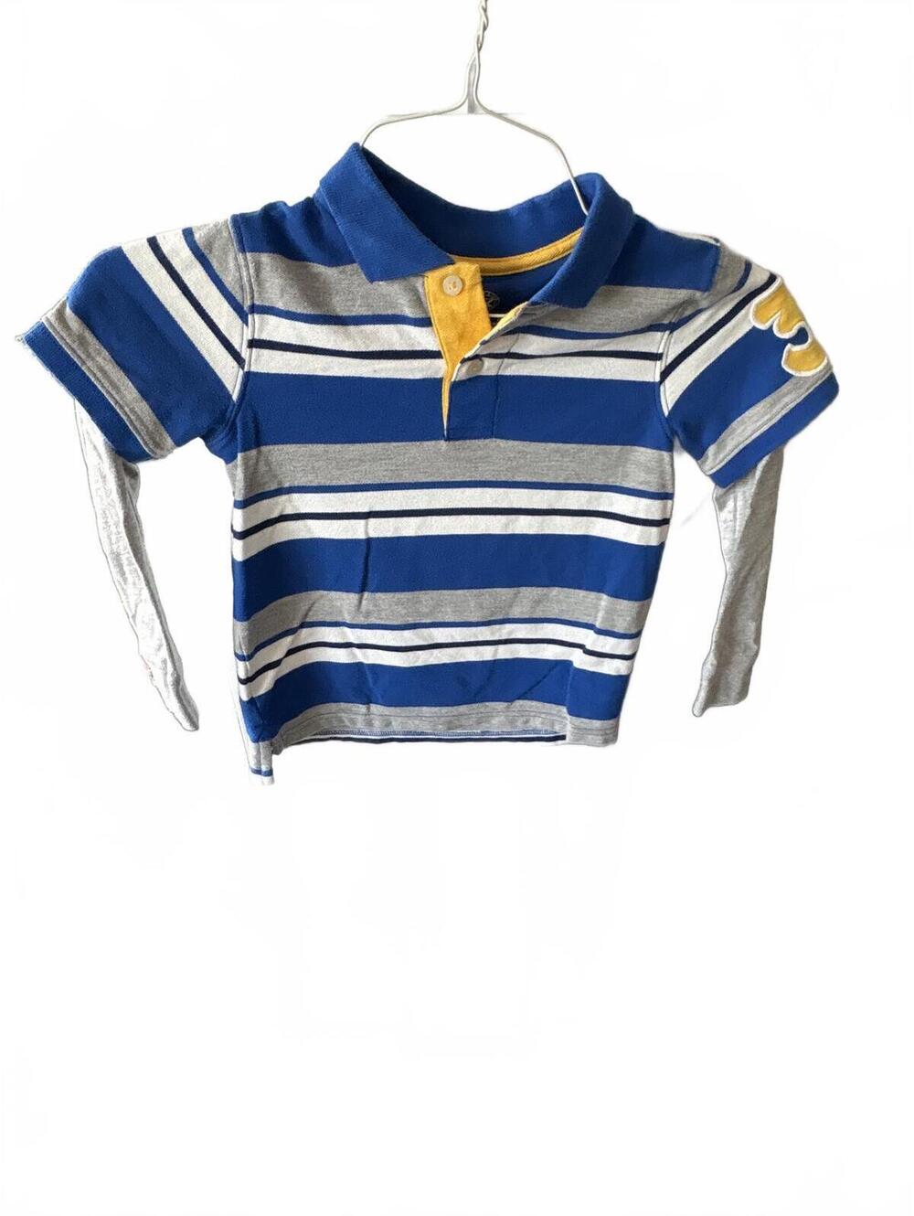 J khaki  Boys Blue Striped Long Sleeve Rugby Polo Shirt Size 6